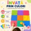 Covoras puzzle multicolor pentru copii din spuma EVA, 9 piese, dimensiune totala 90x90 cm