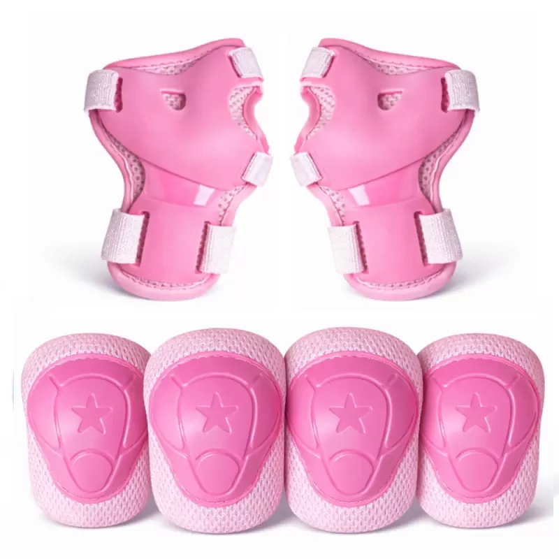 Set 6 protectii role/skateboard pentru copii, Roz