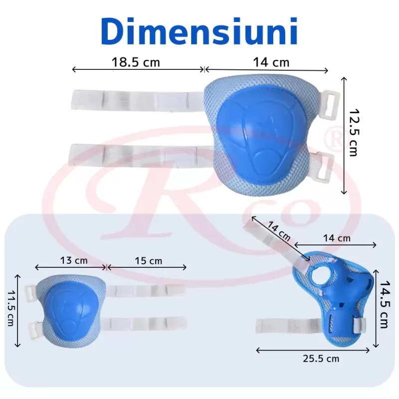 Set 6 protectii role/skateboard pentru copii, Albastru