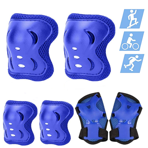Set 3 protectii role/skateboard pentru copii, Albastru