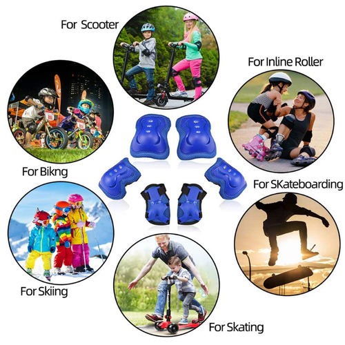 Set 3 protectii role/skateboard pentru copii, Albastru