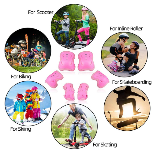 Set 3 protectii role/skateboard pentru copii, Roz