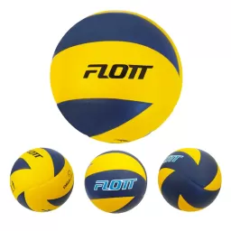 Minge volei FLOTT, marime 5, piele sintetica PU Soft Touch, 8 panouri colorate