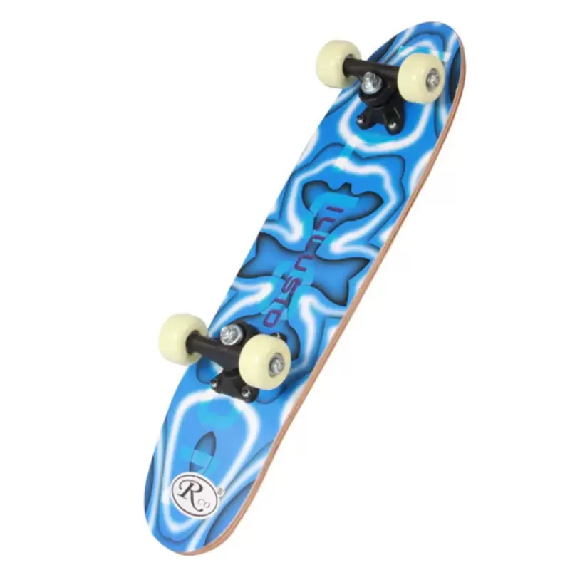 Skateboard din lemn RCO, Albastru cu Lumina