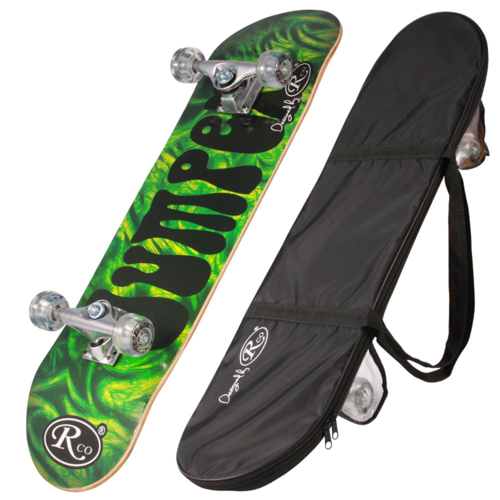 Skateboard din lemn cu husa RCO, Green Bumper