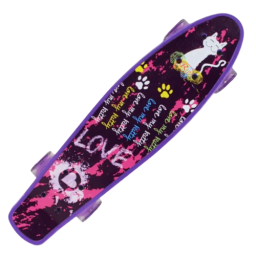 Penny board cu roti de silicon si lumini, Graphic Print, ABEC-7, PU, Aluminiu