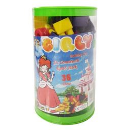 Cuburi de constructie din plastic, multicolore, 36 piese