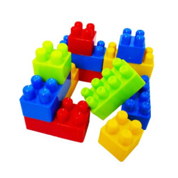 Cuburi de constructie din plastic, multicolore, 36 piese