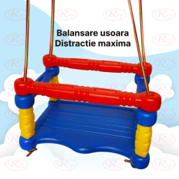 Leagan pentru copii cu bare de protectie, suspendabil, din plastic multicolor, 3+ ani