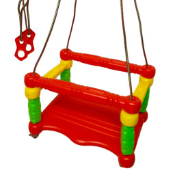 Leagan pentru copii cu bare de protectie, suspendabil, din plastic multicolor, 3+ ani