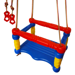 Leagan pentru copii cu bare de protectie, suspendabil, din plastic multicolor, 3+ ani