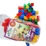 Cuburi de constructie din plastic, multicolore, in saculet, 140 piese