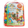 Cuburi de constructie din plastic, multicolore, in rucsac, 200 piese