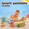 Set 14 Jucarii pentru Plaja si Nisip RCO® cu Camion si Accesorii – Culori Pastelate, +18 luni