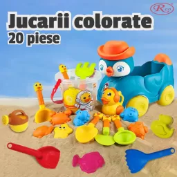Set de Jucarii pentru Nisip si Plaja– 20 piese + Camion Multicolor, 3+ ani