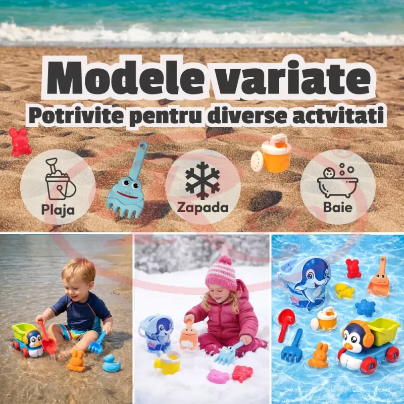 Set Jucarii Nisip si Plaja cu Camion – 11 Piese, Jucarii Educative pentru Copii
