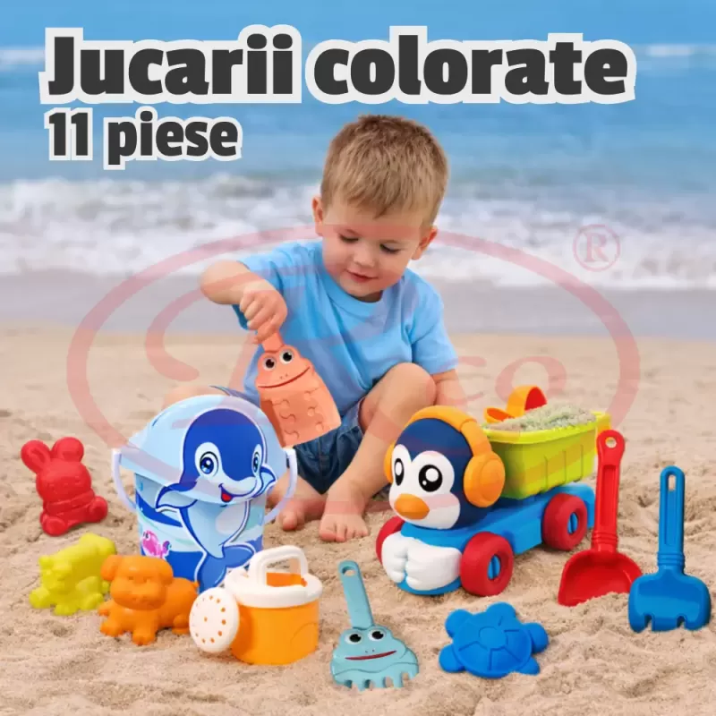 Set Jucarii Nisip si Plaja cu Camion – 11 Piese, Jucarii Educative pentru Copii