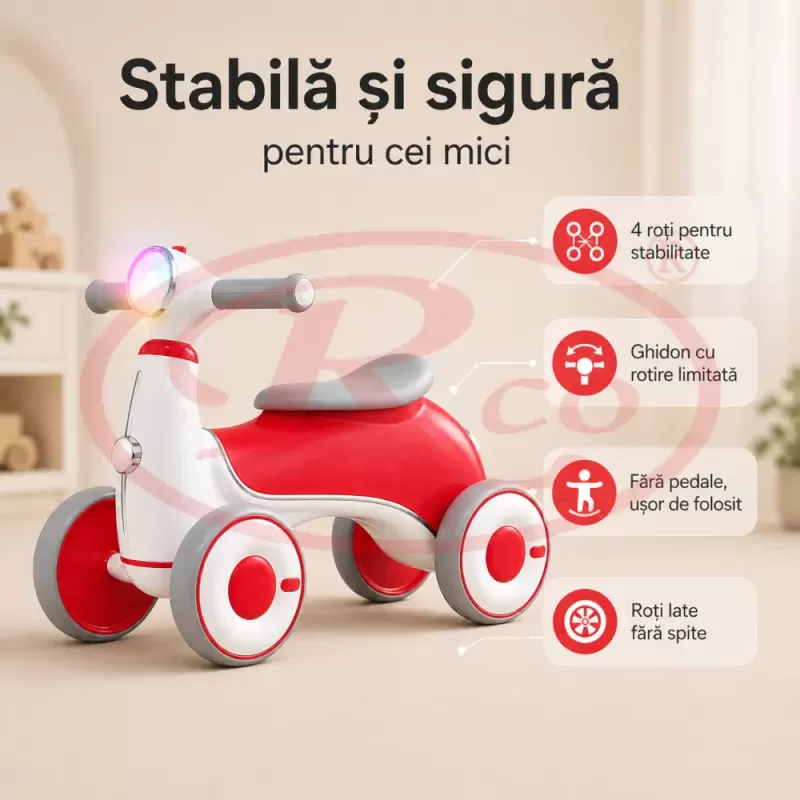 Bicicleta de Echilibru pentru Copii/Tricicleta Ride-On cu Lumini si Muzica – Distractie si Dezvoltare 