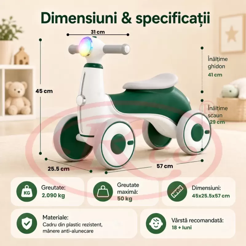 Bicicleta de Echilibru pentru Copii/Tricicleta Ride-On cu Lumini si Muzica – Distractie si Dezvoltare 