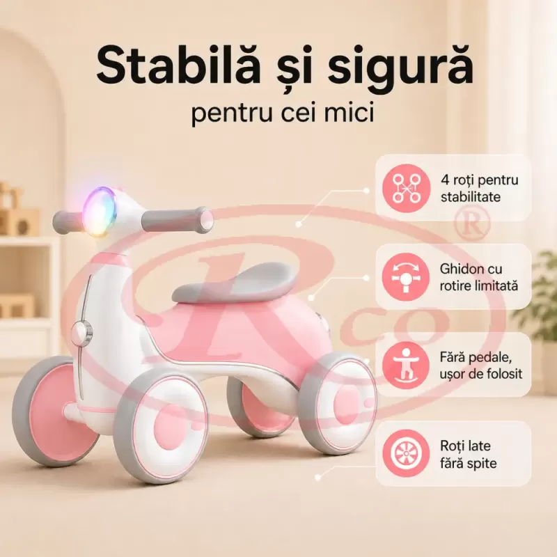 Bicicleta de Echilibru pentru Copii/Tricicleta Ride-On cu Lumini si Muzica – Distractie si Dezvoltare 