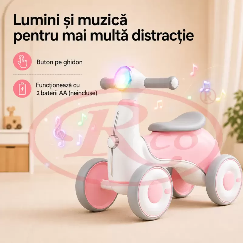 Bicicleta de Echilibru pentru Copii/Tricicleta Ride-On cu Lumini si Muzica – Distractie si Dezvoltare 