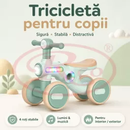 Bicicleta de Echilibru pentru Copii/Tricicleta Ride-On cu Lumini si Muzica – Distractie si Dezvoltare intr-un Singur Produs
