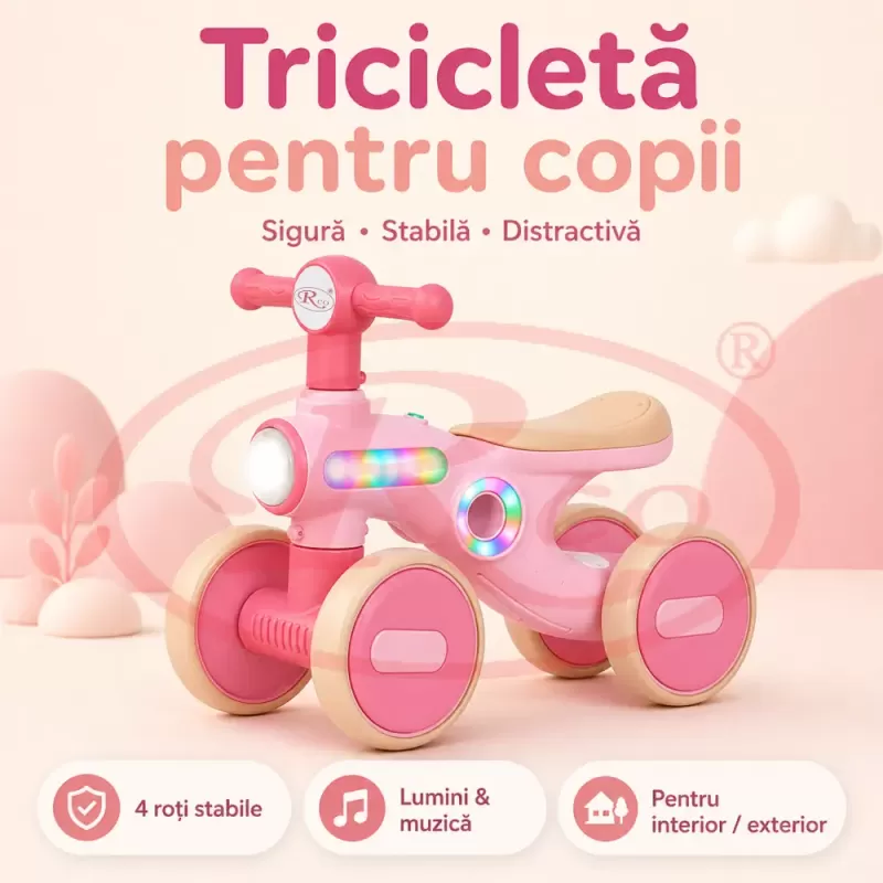 Bicicleta de Echilibru pentru Copii/Tricicleta Ride-On cu Lumini si Muzica – Distractie si Dezvoltare intr-un Singur Produs