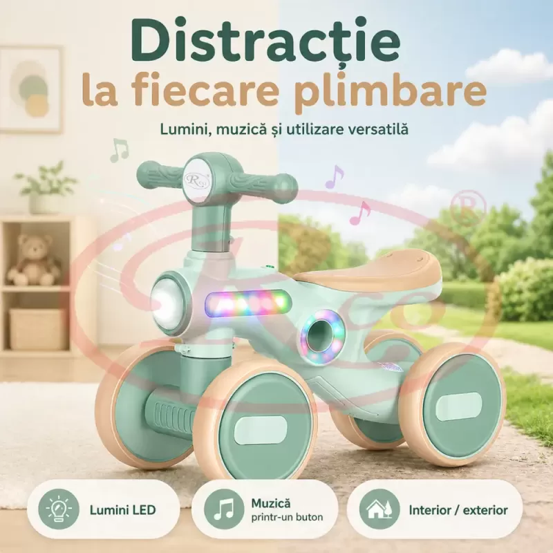 Bicicleta de Echilibru pentru Copii/Tricicleta Ride-On cu Lumini si Muzica – Distractie si Dezvoltare intr-un Singur Produs