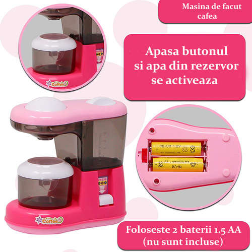 Set electrocasnice de jucarie, interactiv cu sunete si lumini, 4 piese