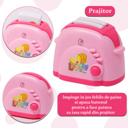 Set electrocasnice de jucarie, interactiv cu sunete si lumini, 4 piese