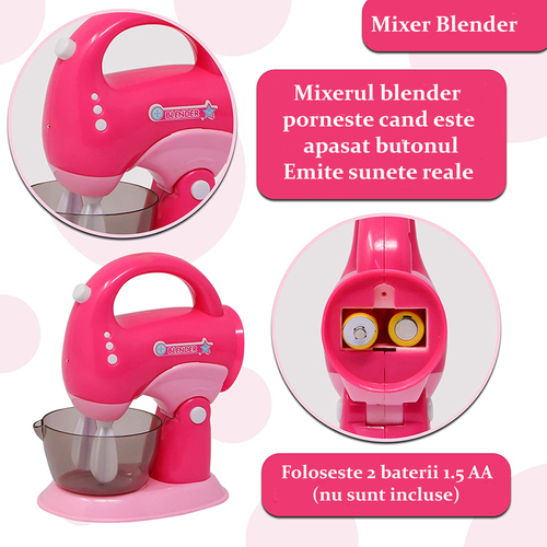 Set electrocasnice de jucarie, interactiv cu sunete si lumini, 4 piese