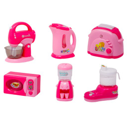 Set electrocasnice de jucarie, interactiv cu sunete si lumini, 6 piese