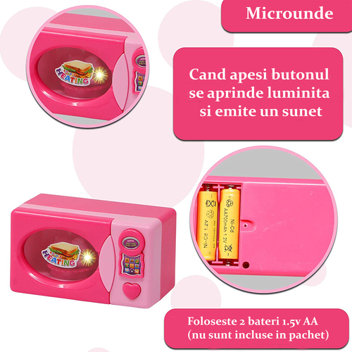 Set electrocasnice de jucarie, interactiv cu sunete si lumini, 6 piese