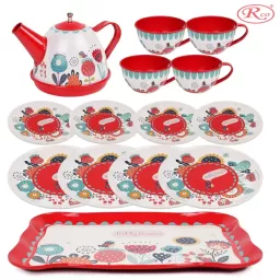 Set de ceai pentru copii, 15 piese din metal, multicolor, 3+ani