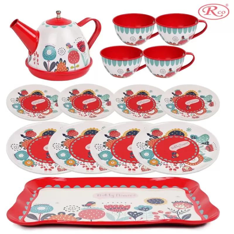 Set de ceai pentru copii, 15 piese din metal, multicolor, 3+ani
