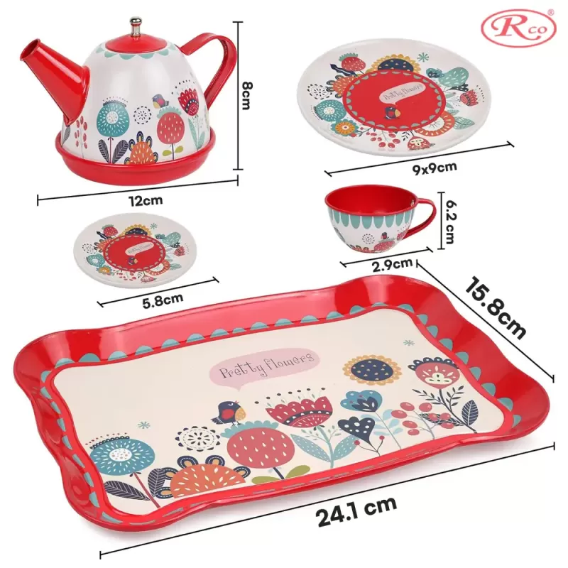 Set de ceai pentru copii, 15 piese din metal, multicolor, 3+ani