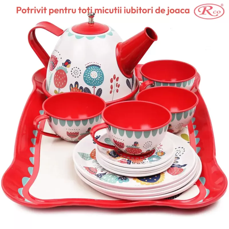 Set de ceai pentru copii, 15 piese din metal, multicolor, 3+ani