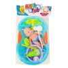 Set bebelus de jucarie, cu cadita, dus si accesorii, 6 piese, 31x20x 7cm