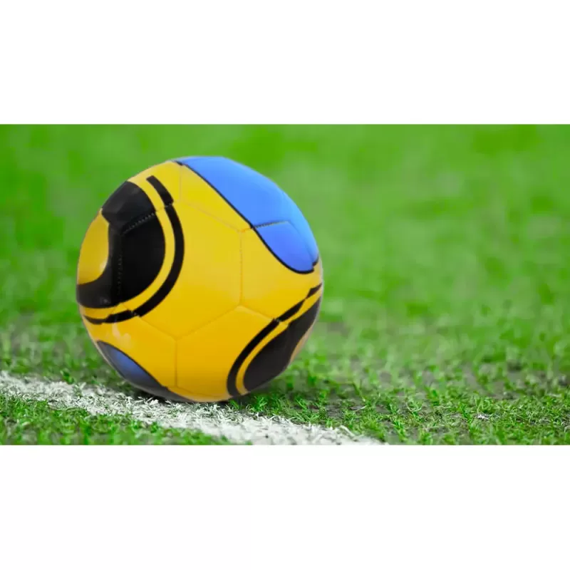 Minge fotbal RCO, pentru recreere, antrenamente si locuri de joaca, marimea 5, PVC, Galben/Albastru
