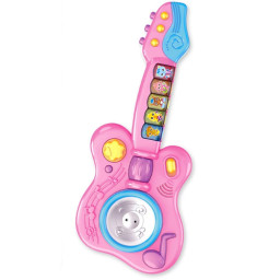 Chitara muzicala de jucarie 6 in 1 pentru copii cu lumini si sunete