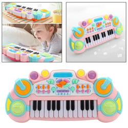 Jucarie interactiva mini pianina RCO cu 24 de taste, luminite multicolore si functie de inregistrare, 35 x 15 cm,+3ani