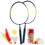 Set badminton pentru copii RCO cu 2 palete din aluminiu, 5 fluturasi si minge din spuma, albastru, 3 ani+