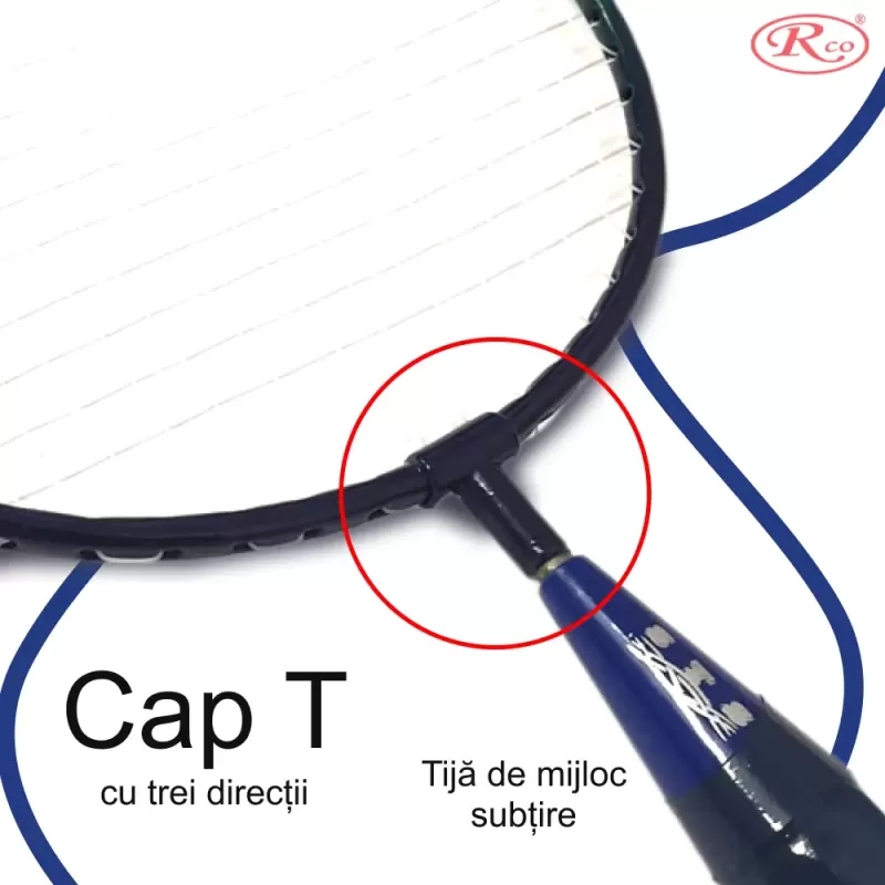 Set palete badminton RCO® pentru copii cu 6 accesorii, 45 cm, Albastru