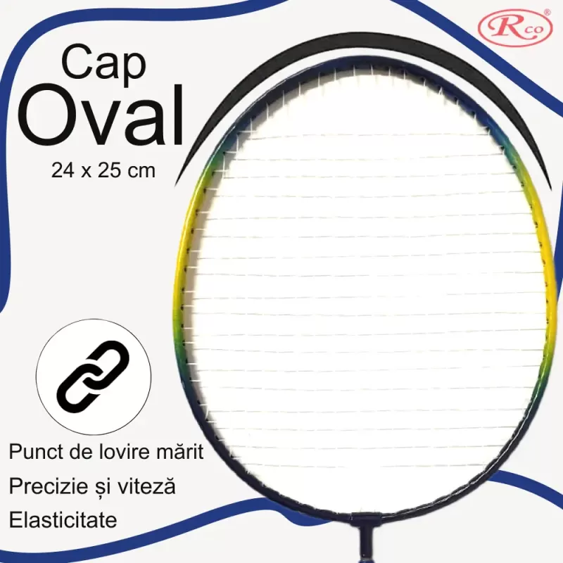 Set palete badminton RCO® pentru copii cu 6 accesorii, 45 cm, Albastru