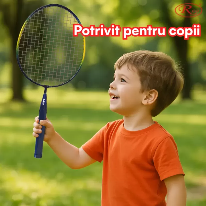 Set palete badminton RCO® pentru copii cu 6 accesorii, 45 cm, Albastru