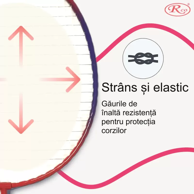 Set palete badminton RCO® pentru copii cu 6 accesorii, 45 cm, Roz