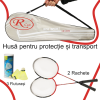 Set Palete Badminton Aluminiu RCO®, 2 bucati culoare Negru/Rosu, Husa Cover Total, 3 fluturasi din naylon, NB1005B