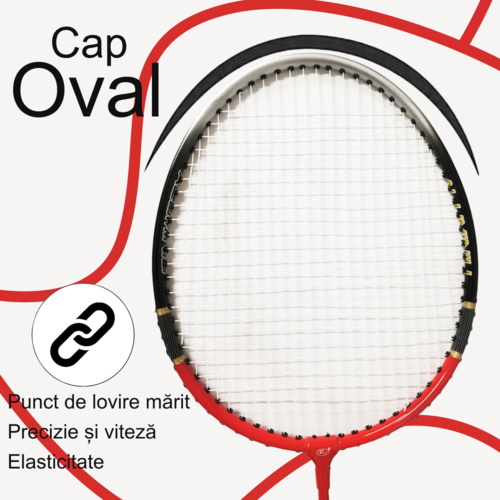 Set Palete Badminton Aluminiu RCO®, 2 bucati culoare Negru/Rosu, Husa Cover Total, 3 fluturasi din naylon, NB1005B