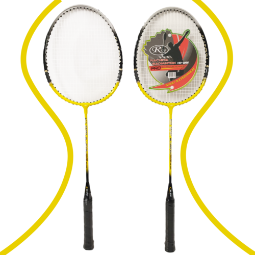 Set Palete Badminton Aluminiu RCO®, 2 bucati culoare Negru/Galben, Husa Cover Total, 3 fluturasi din naylon