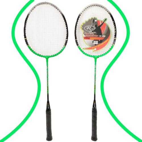 Set Palete Badminton Aluminiu RCO®, 2 bucati culoare Negru/Verde, Husa Cover Total, 3 fluturasi din naylon